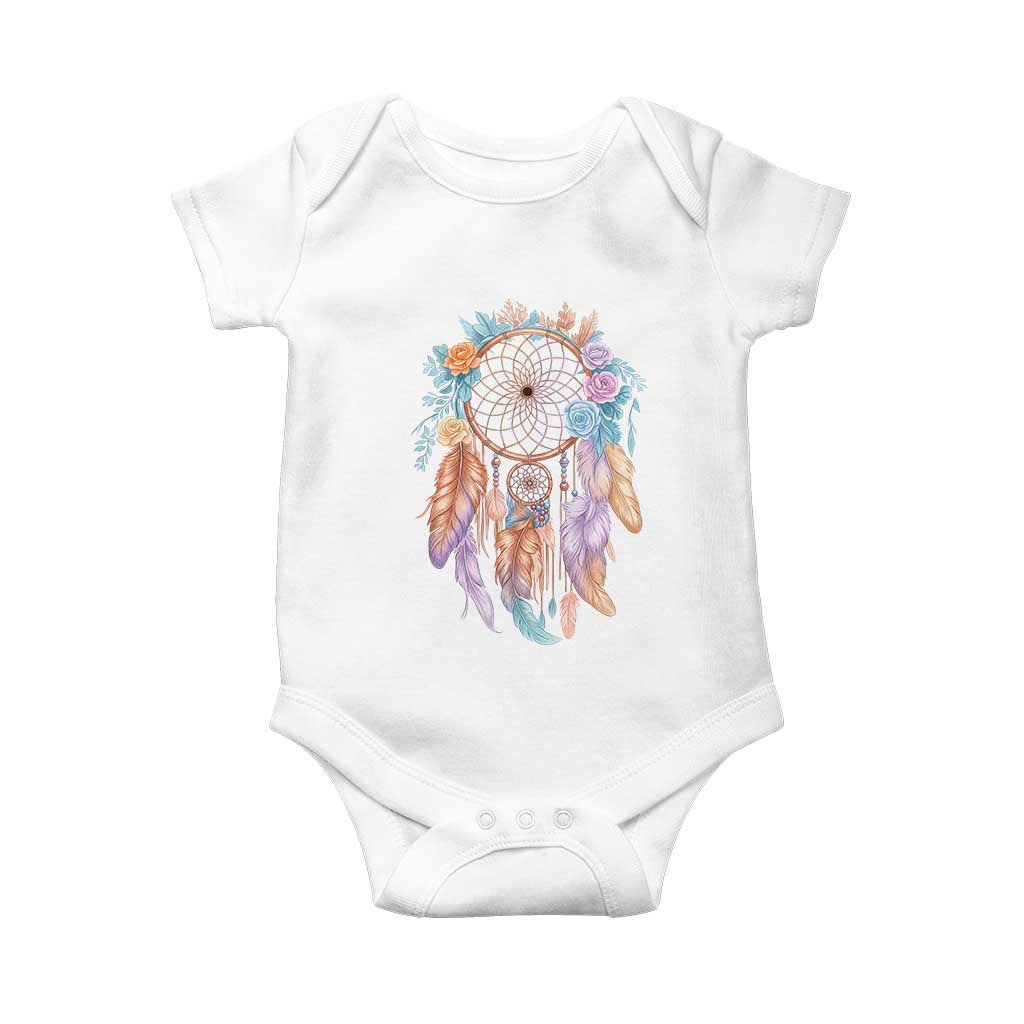 Dream Catcher Colorful Boho Floral Feather Graphic Baby Onesie TS12 White Print Your Wear