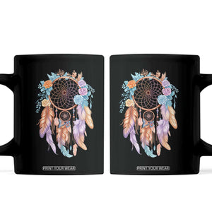 Dream Catcher Colorful Boho Floral Feather Graphic Coffee Mug TS12 Black Print Your Wear