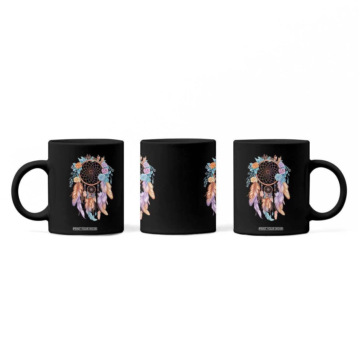 Dream Catcher Colorful Boho Floral Feather Graphic Coffee Mug TS12 Print Your Wear