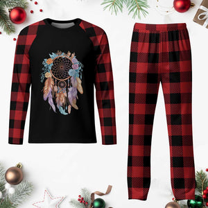 Dream Catcher Colorful Boho Floral Feather Graphic Plaid Pajama Set TS12 Buffalo Plaid Print Your Wear
