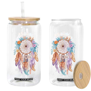 Dream Catcher Colorful Boho Floral Feather Graphic Glass Can TS12 Print Your Wear