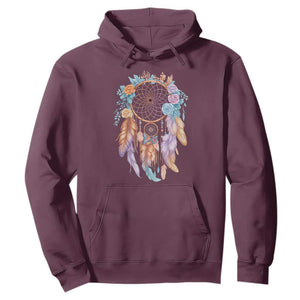 Dream Catcher Colorful Boho Floral Feather Graphic Hoodie TS12 Maroon Print Your Wear
