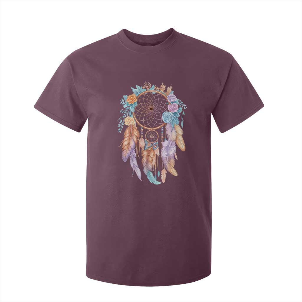 Dream Catcher Colorful Boho Floral Feather Graphic T Shirt For Kid TS12 Maroon Print Your Wear