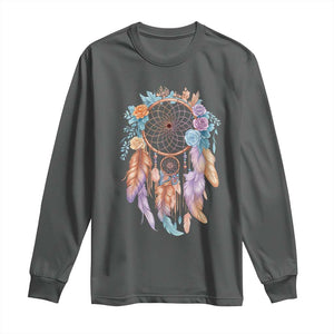 Dream Catcher Colorful Boho Floral Feather Graphic Long Sleeve Shirt TS12 Dark Heather Print Your Wear