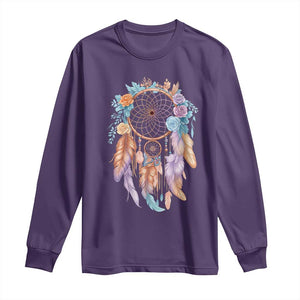 Dream Catcher Colorful Boho Floral Feather Graphic Long Sleeve Shirt TS12 Purple Print Your Wear