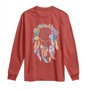 Dream Catcher Colorful Boho Floral Feather Graphic Long Sleeve Shirt TS12 Red Print Your Wear