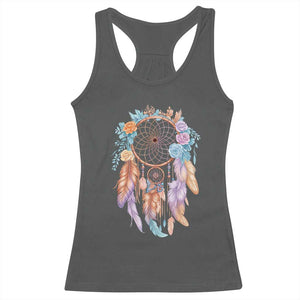 Dream Catcher Colorful Boho Floral Feather Graphic Racerback Tank Top TS12 Dark Heather Print Your Wear