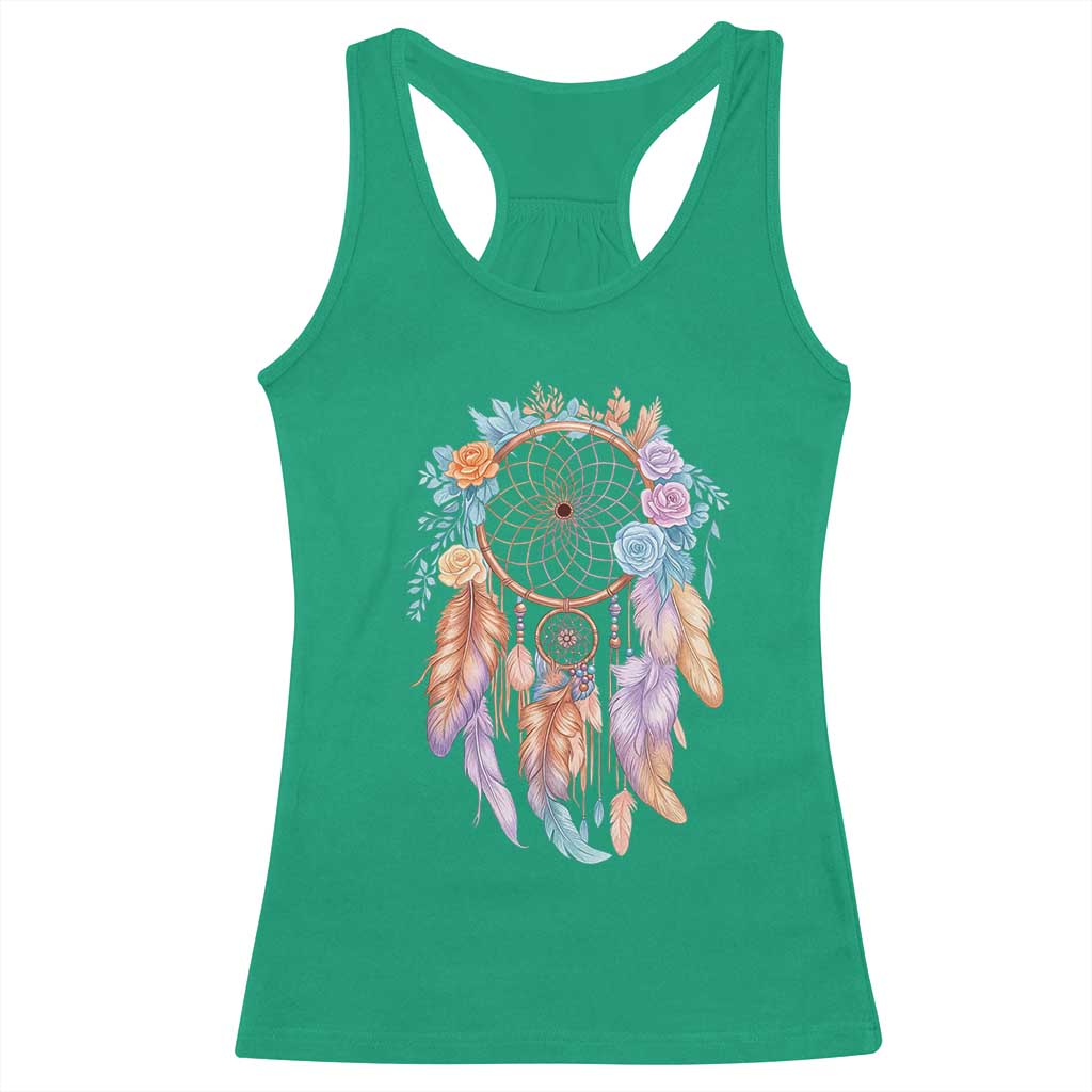 Dream Catcher Colorful Boho Floral Feather Graphic Racerback Tank Top TS12 Irish Green Print Your Wear
