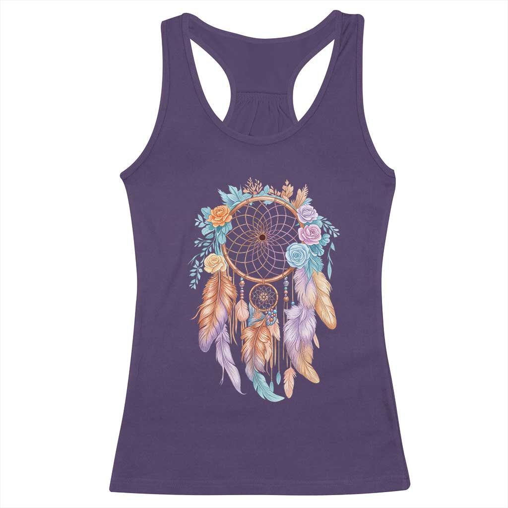 Dream Catcher Colorful Boho Floral Feather Graphic Racerback Tank Top TS12 Purple Print Your Wear