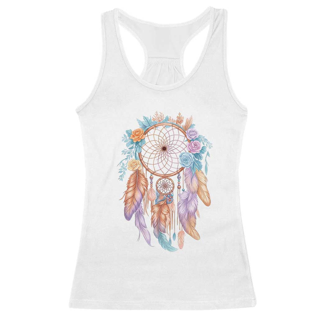 Dream Catcher Colorful Boho Floral Feather Graphic Racerback Tank Top TS12 White Print Your Wear