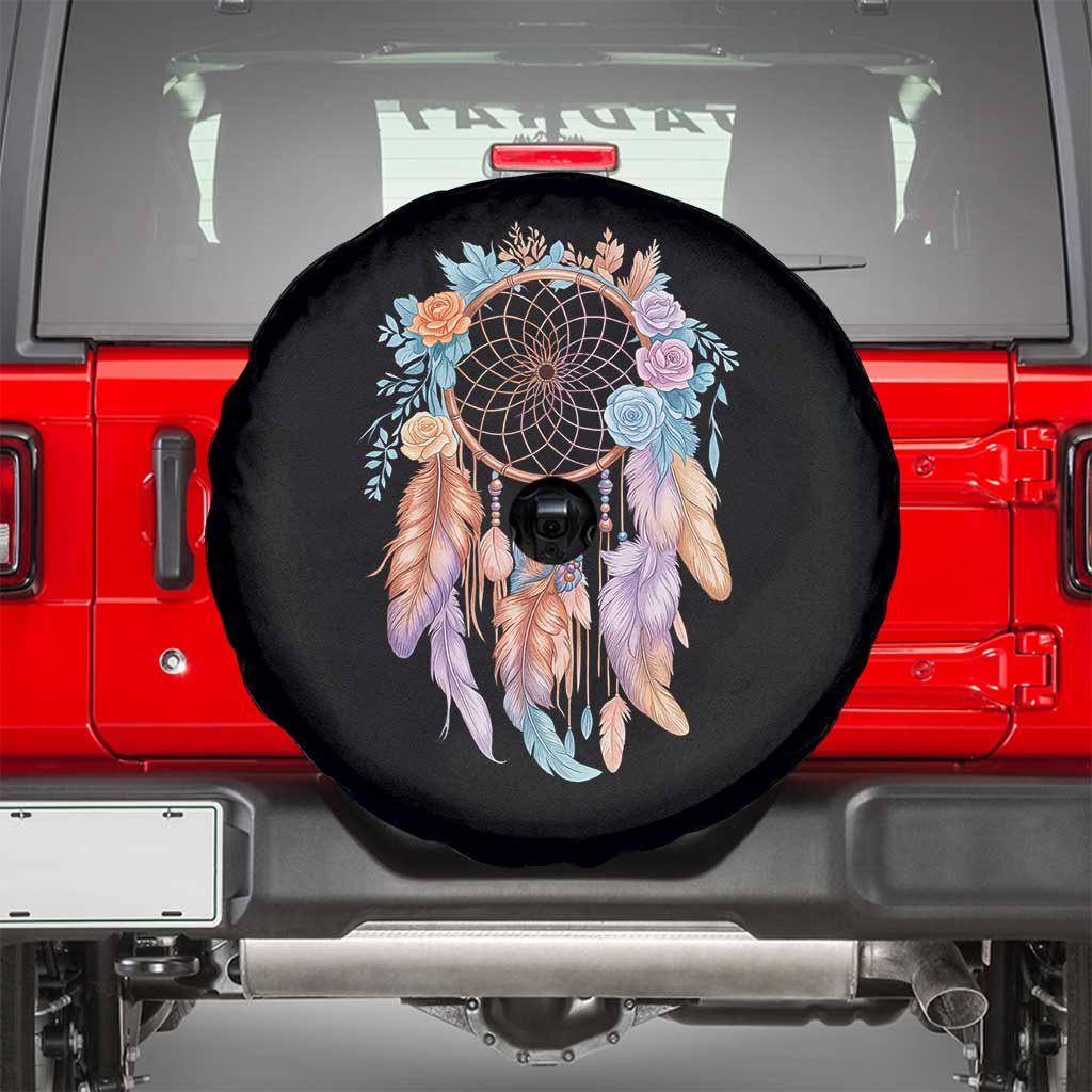 Dream Catcher Colorful Boho Floral Feather Graphic Spare Tire Cover TS12 Black Print Your Wear