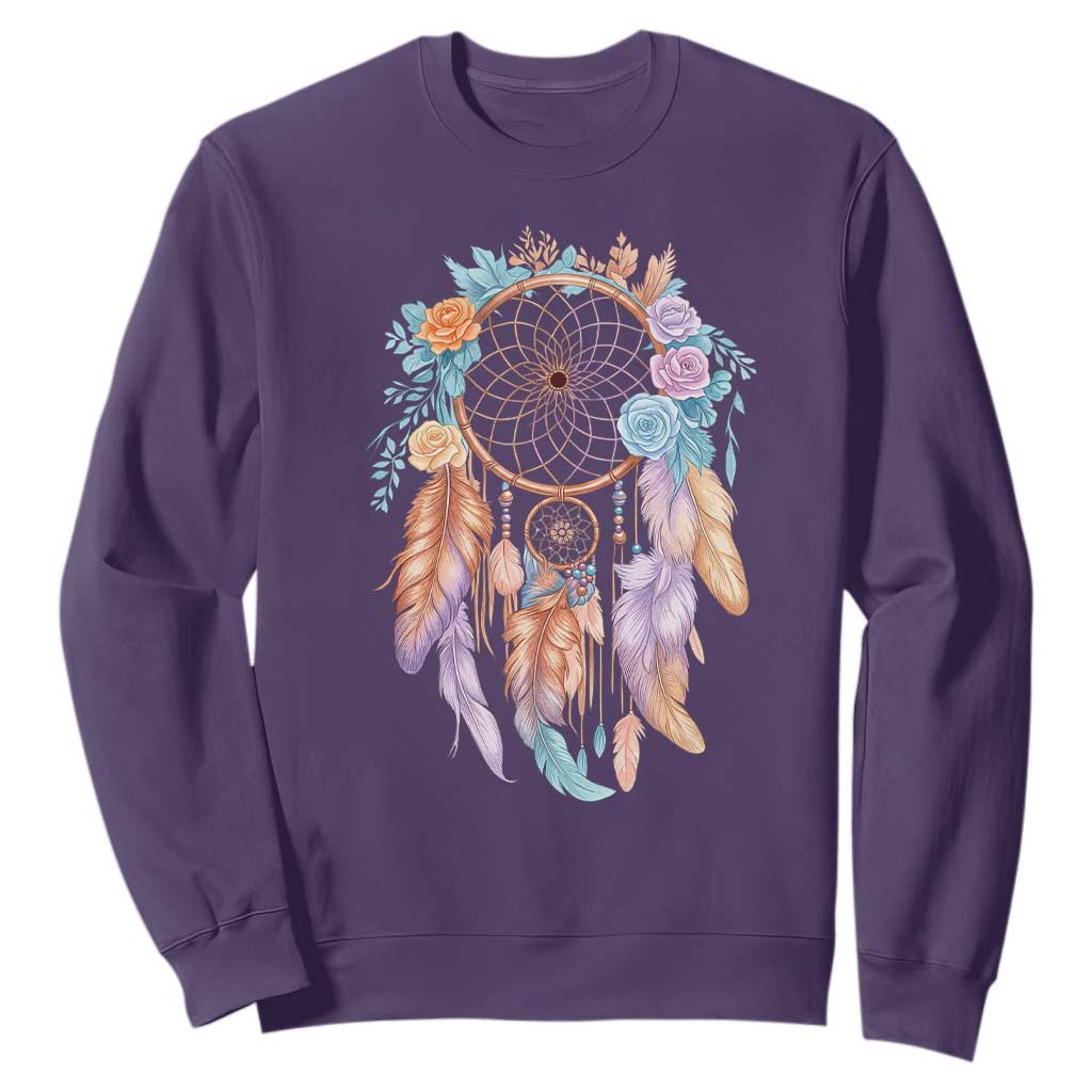 Dream Catcher Colorful Boho Floral Feather Graphic Sweatshirt TS12 Purple Print Your Wear