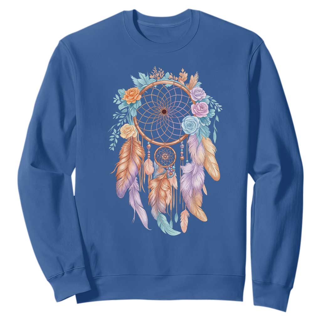 Dream Catcher Colorful Boho Floral Feather Graphic Sweatshirt TS12 Royal Blue Print Your Wear