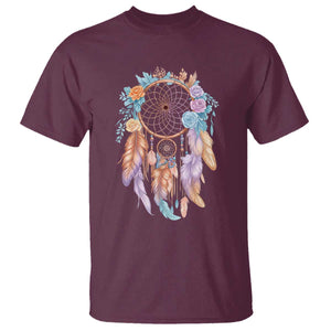 Dream Catcher Colorful Boho Floral Feather Graphic T Shirt TS12 Maroon Print Your Wear
