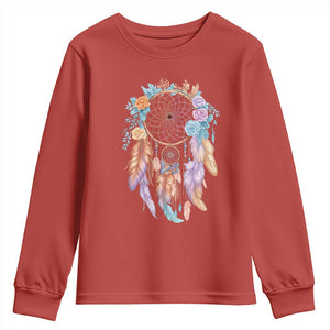 Dream Catcher Colorful Boho Floral Feather Graphic Youth Sweatshirt TS12 Red Print Your Wear