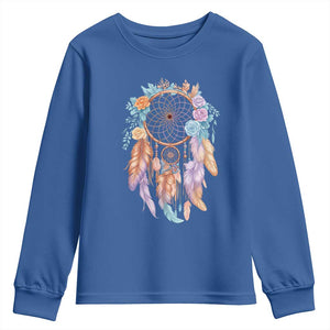 Dream Catcher Colorful Boho Floral Feather Graphic Youth Sweatshirt TS12 Royal Blue Print Your Wear