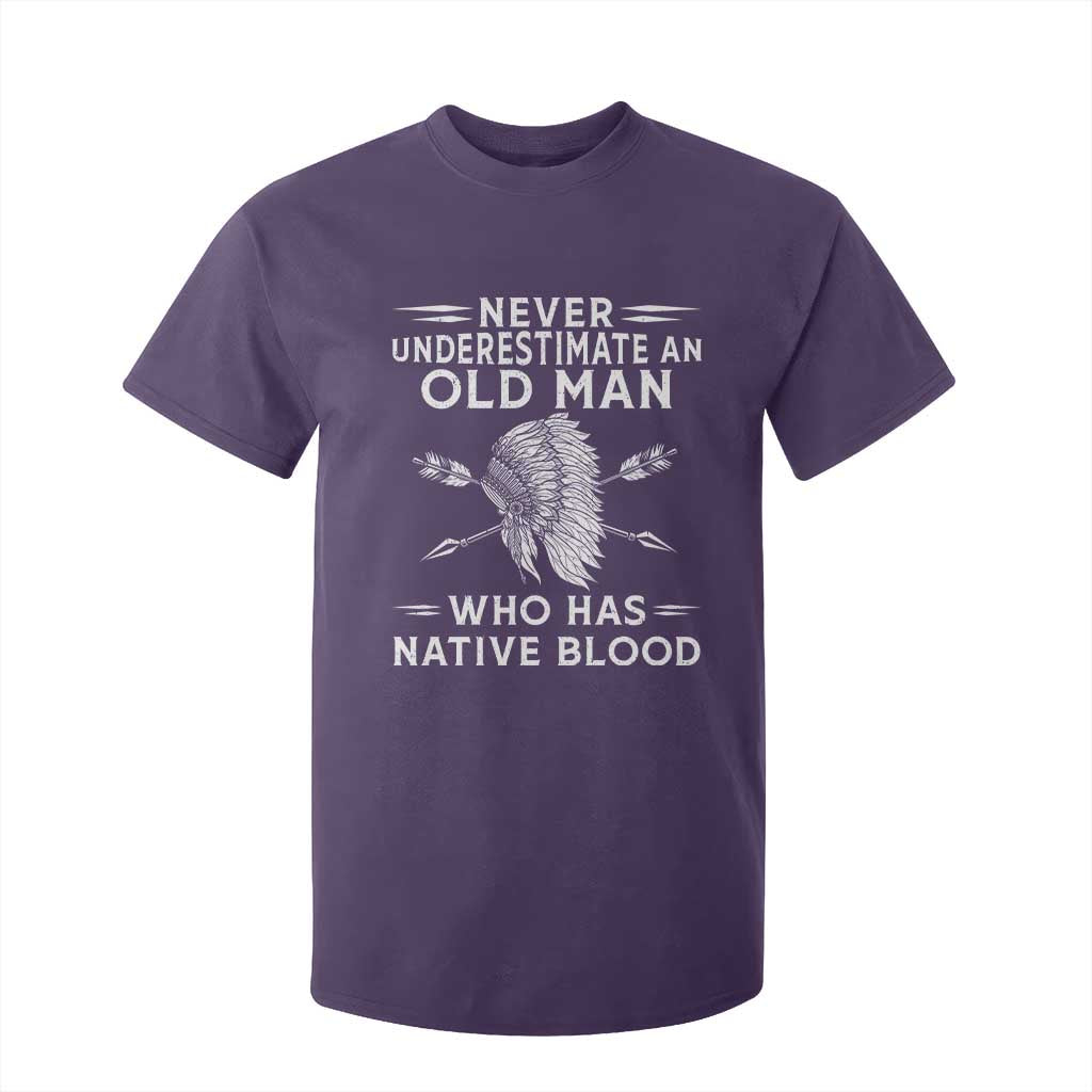 Native American Warrior T Shirt For Kid Never Underestimate An Old Man Who Has Native Blood TS12 Purple Print Your Wear