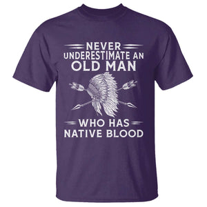 Native American Warrior T Shirt Never Underestimate An Old Man Who Has Native Blood TS12 Purple Print Your Wear