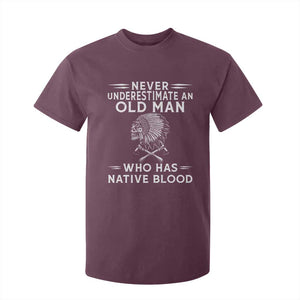 Native Warrior Skull T Shirt For Kid Never Underestimate An Old Man Who Has Native Blood TS12 Maroon Print Your Wear