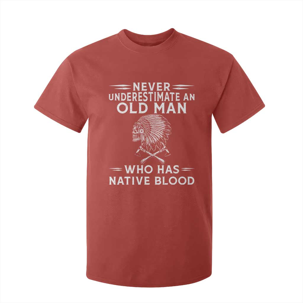 Native Warrior Skull T Shirt For Kid Never Underestimate An Old Man Who Has Native Blood TS12 Red Print Your Wear