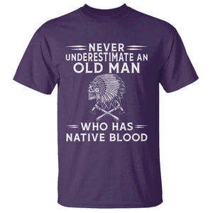 Native Warrior Skull T Shirt Never Underestimate An Old Man Who Has Native Blood TS12 Purple Print Your Wear
