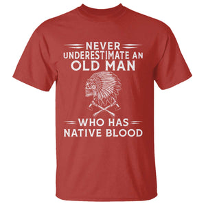 Native Warrior Skull T Shirt Never Underestimate An Old Man Who Has Native Blood TS12 Red Print Your Wear