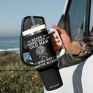 Native Warrior Skull Tumbler With Handle Never Underestimate An Old Man Who Has Native Blood TS12 Print Your Wear