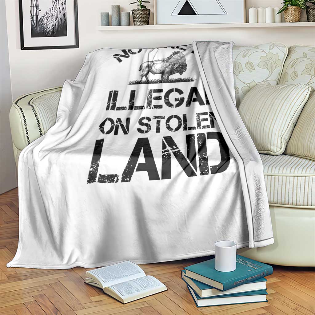 Native American Buffalo Graphic Throw Blanket No One Is Illegal On Stolen Land TS12 Print Your Wear