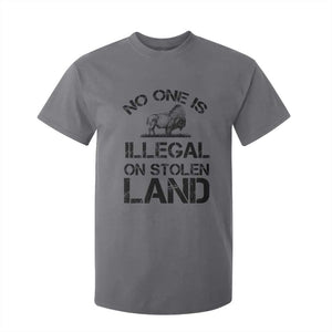 Native American Buffalo Graphic T Shirt For Kid No One Is Illegal On Stolen Land TS12 Charcoal Print Your Wear
