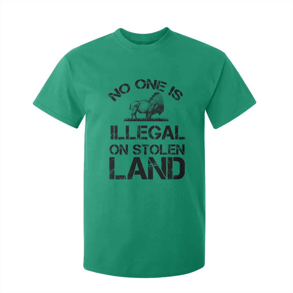 Native American Buffalo Graphic T Shirt For Kid No One Is Illegal On Stolen Land TS12 Irish Green Print Your Wear