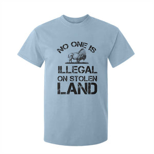 Native American Buffalo Graphic T Shirt For Kid No One Is Illegal On Stolen Land TS12 Light Blue Print Your Wear
