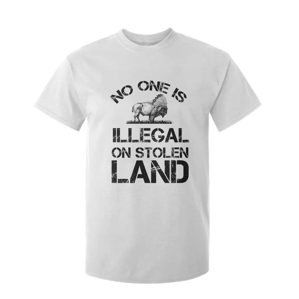 Native American Buffalo Graphic T Shirt For Kid No One Is Illegal On Stolen Land TS12 White Print Your Wear
