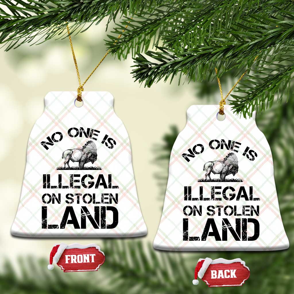 Native American Buffalo Graphic Ceramic Ornament No One Is Illegal On Stolen Land TS12 Print Your Wear