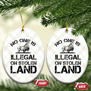 Native American Buffalo Graphic Ceramic Ornament No One Is Illegal On Stolen Land TS12 Print Your Wear
