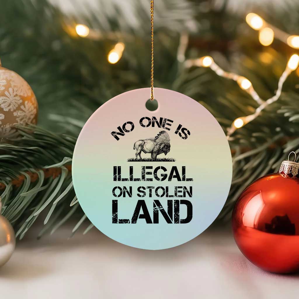 Native American Buffalo Graphic Ceramic Ornament No One Is Illegal On Stolen Land TS12 1pc Pastel Print Your Wear