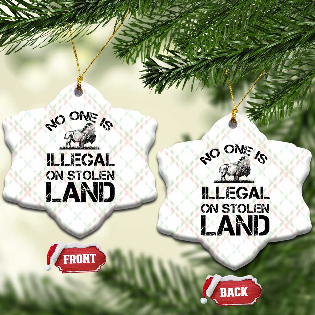 Native American Buffalo Graphic Ceramic Ornament No One Is Illegal On Stolen Land TS12 Print Your Wear
