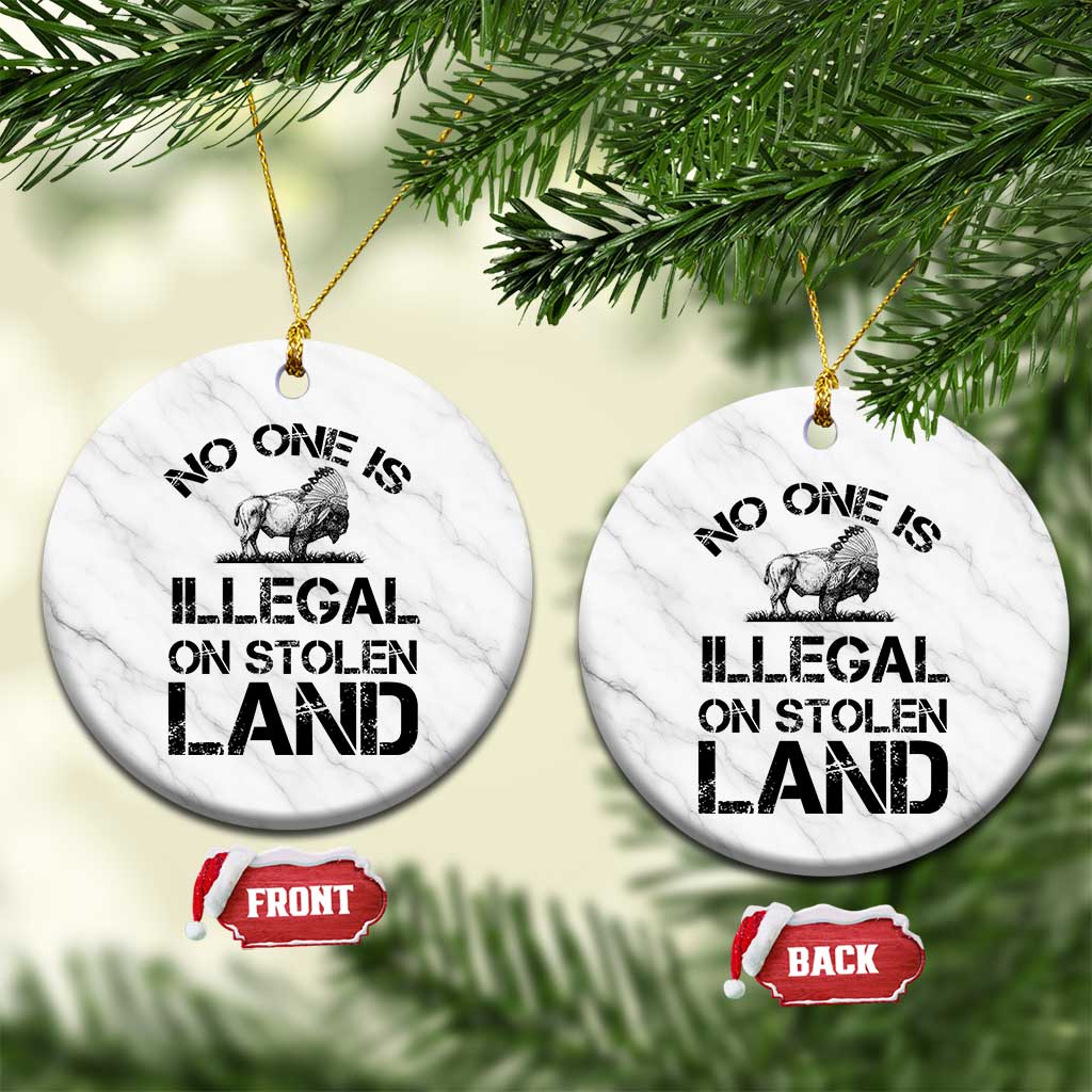 Native American Buffalo Graphic Ceramic Ornament No One Is Illegal On Stolen Land TS12 1pc White Marble Print Your Wear