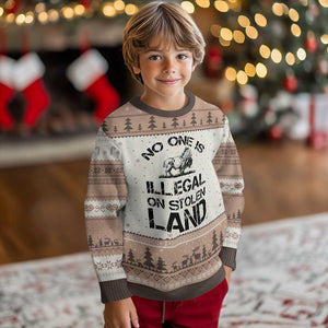 Native American Buffalo Graphic Ugly Christmas Sweater No One Is Illegal On Stolen Land TS12 Mocha Mousse Print Your Wear