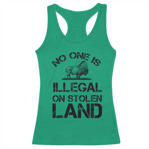 Native American Buffalo Graphic Racerback Tank Top No One Is Illegal On Stolen Land TS12 Irish Green Print Your Wear