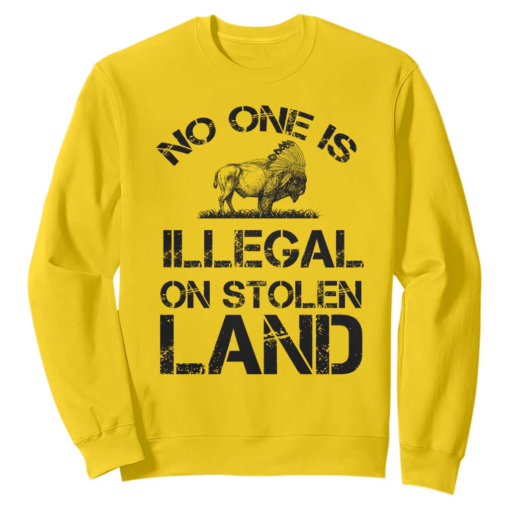 Native American Buffalo Graphic Sweatshirt No One Is Illegal On Stolen Land TS12 Daisy Print Your Wear