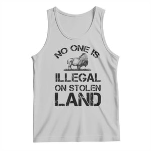 Native American Buffalo Graphic Tank Top No One Is Illegal On Stolen Land TS12 Ash Print Your Wear