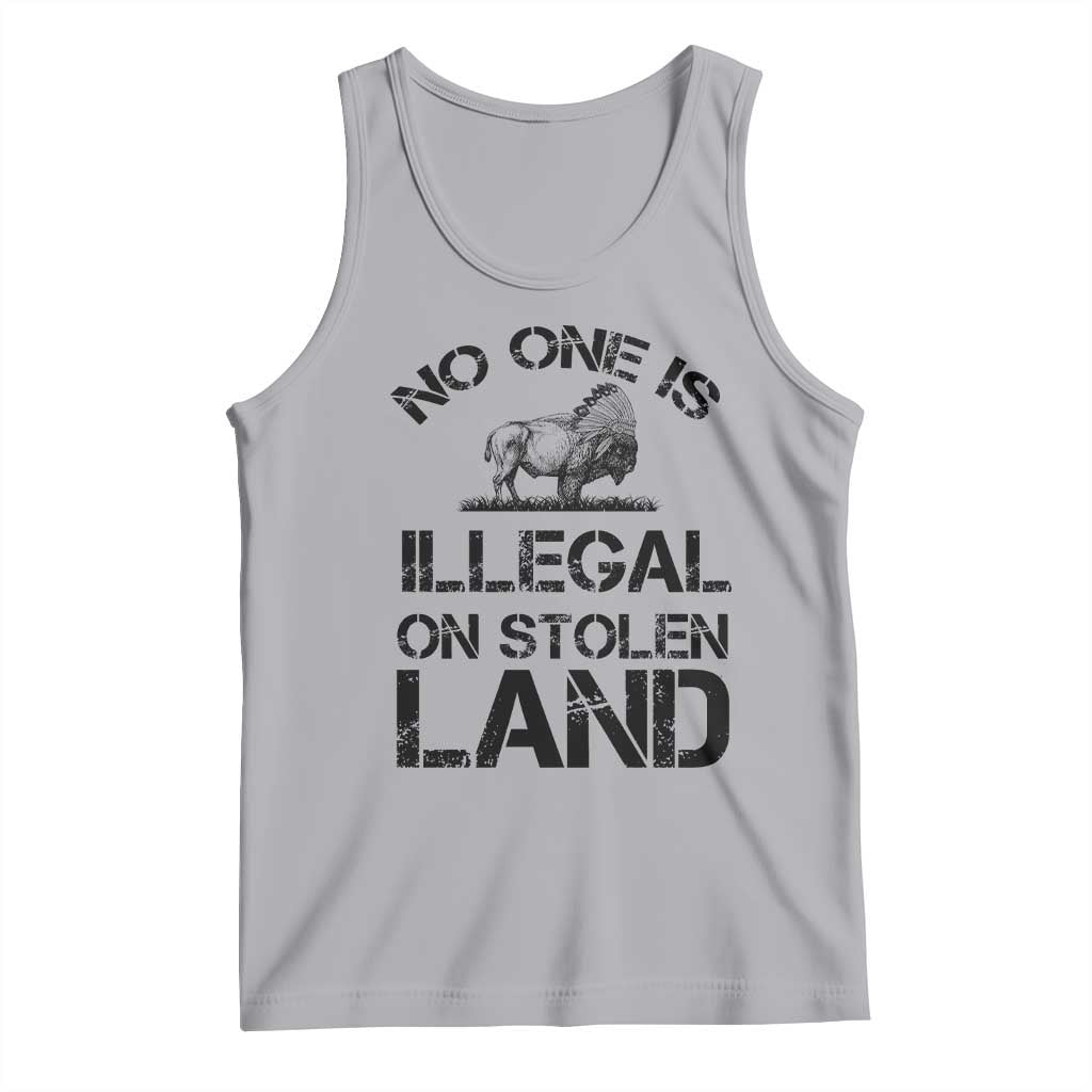 Native American Buffalo Graphic Tank Top No One Is Illegal On Stolen Land TS12 Athletic Heather Print Your Wear