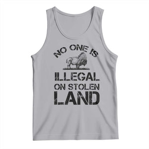 Native American Buffalo Graphic Tank Top No One Is Illegal On Stolen Land TS12 Athletic Heather Print Your Wear