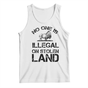 Native American Buffalo Graphic Tank Top No One Is Illegal On Stolen Land TS12 White Print Your Wear