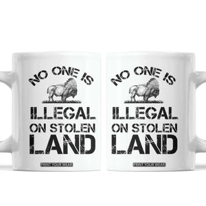 Native American Buffalo Graphic Coffee Mug No One Is Illegal On Stolen Land TS12 White Print Your Wear