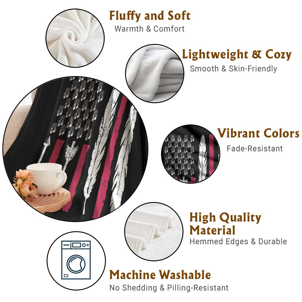 Vintage Native American Flag Throw Blanket Dreamcatcher And Feather Graphic TS12 Print Your Wear