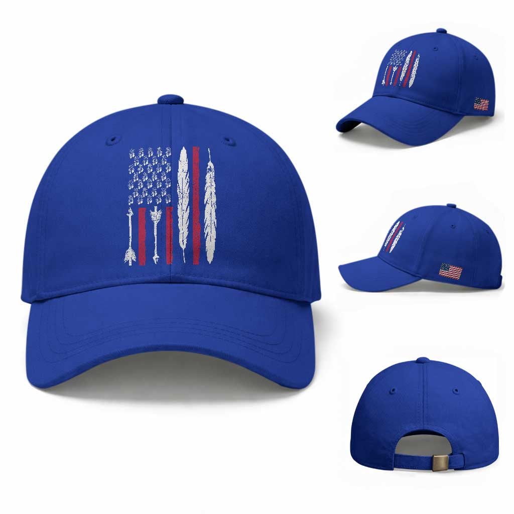 Vintage Native American Flag Baseball Cap Dreamcatcher And Feather Graphic TS12 Baseball Cap Universal Fit Royal Blue Print Your Wear