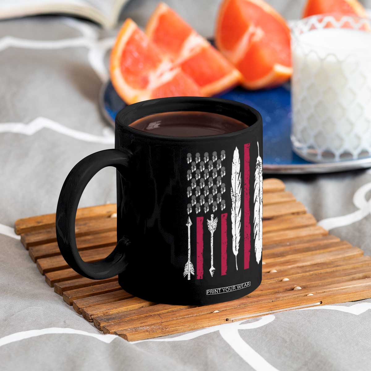 Vintage Native American Flag Coffee Mug Dreamcatcher And Feather Graphic TS12 Print Your Wear