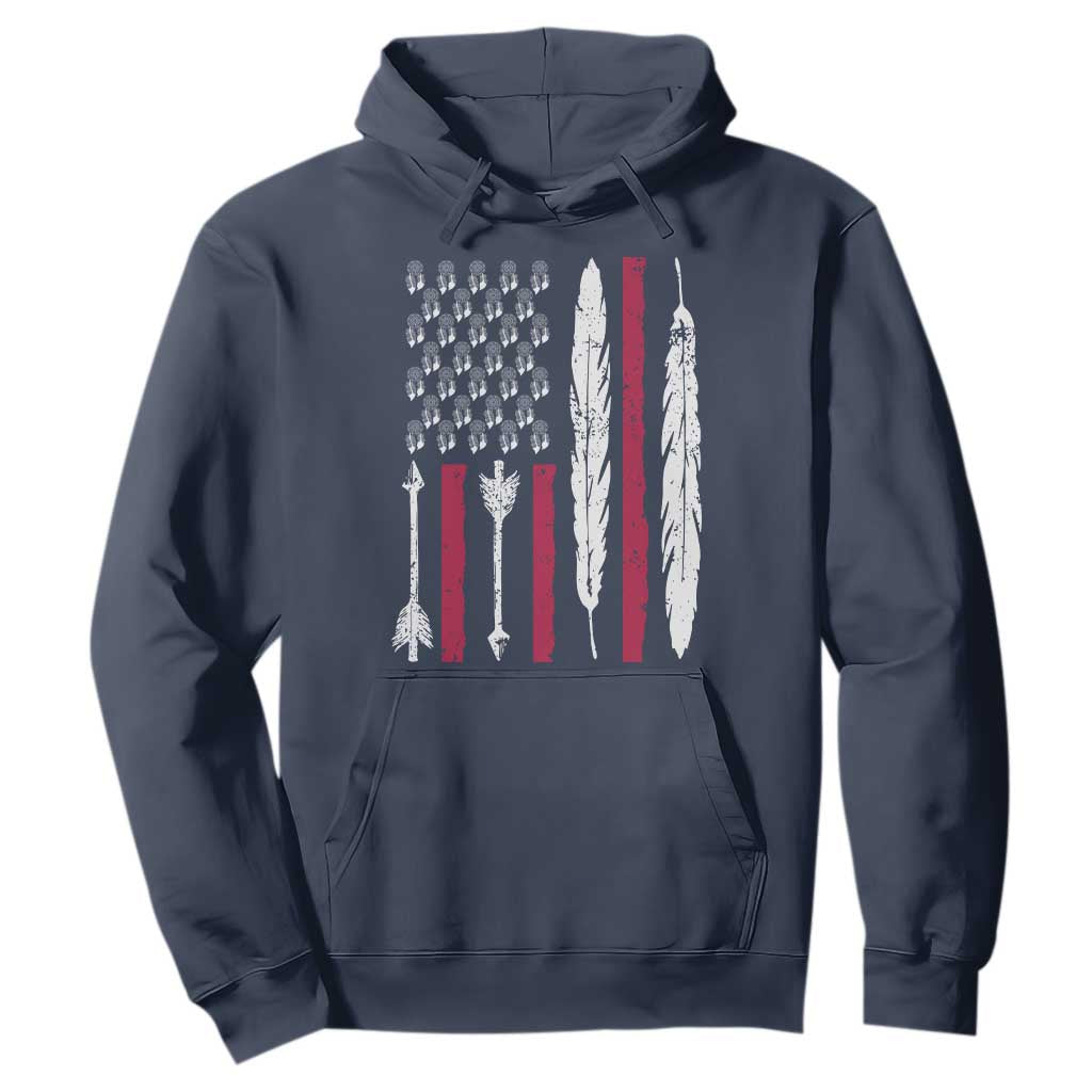 Vintage Native American Flag Hoodie Dreamcatcher And Feather Graphic TS12 Navy Print Your Wear