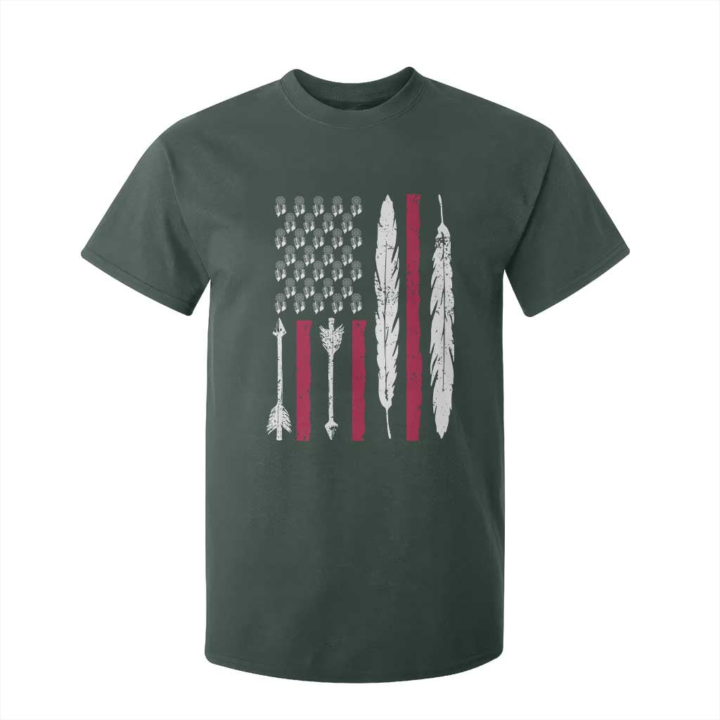 Vintage Native American Flag T Shirt For Kid Dreamcatcher And Feather Graphic TS12 Dark Forest Green Print Your Wear